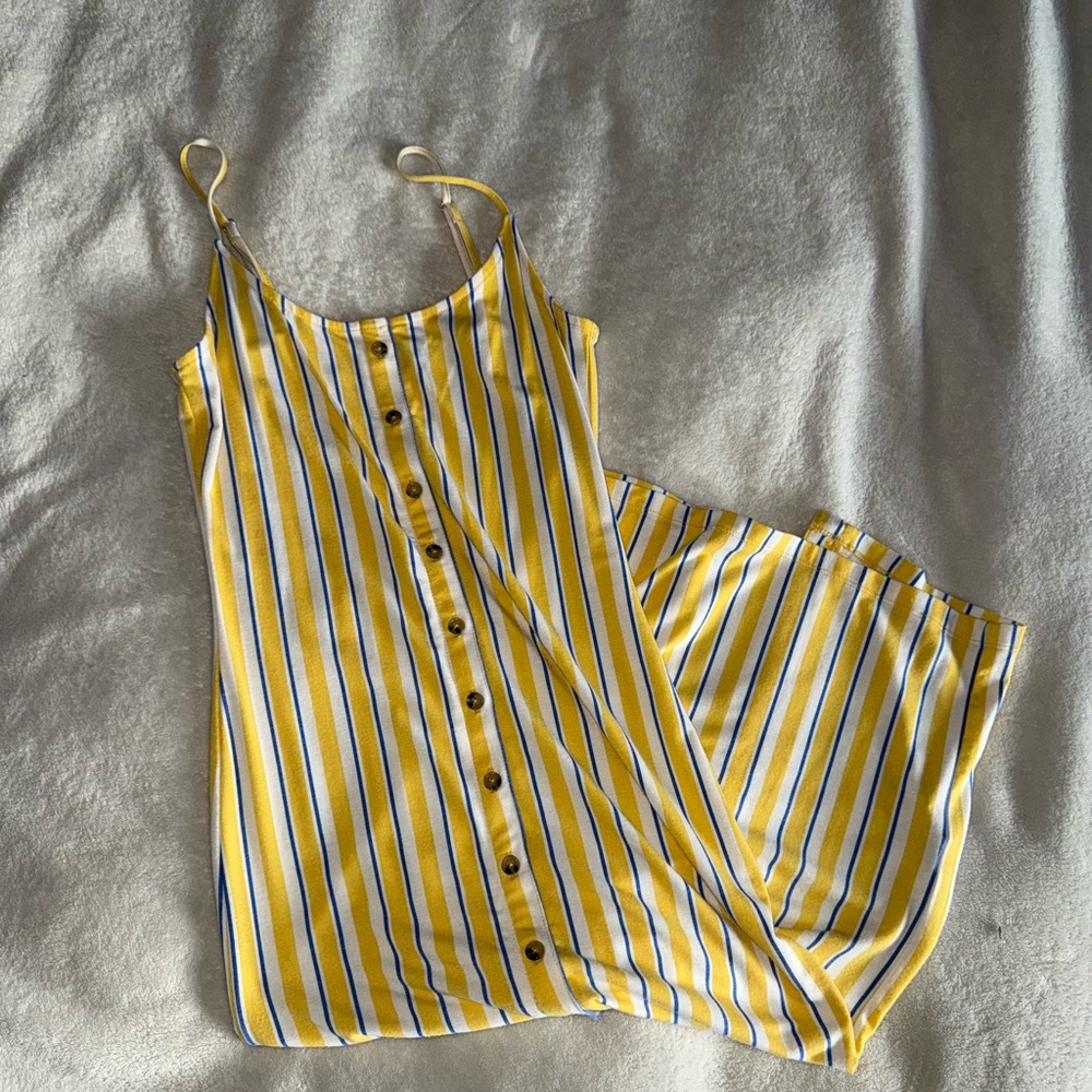 Forever 21 Yellow and Blue Striped Midi Dress